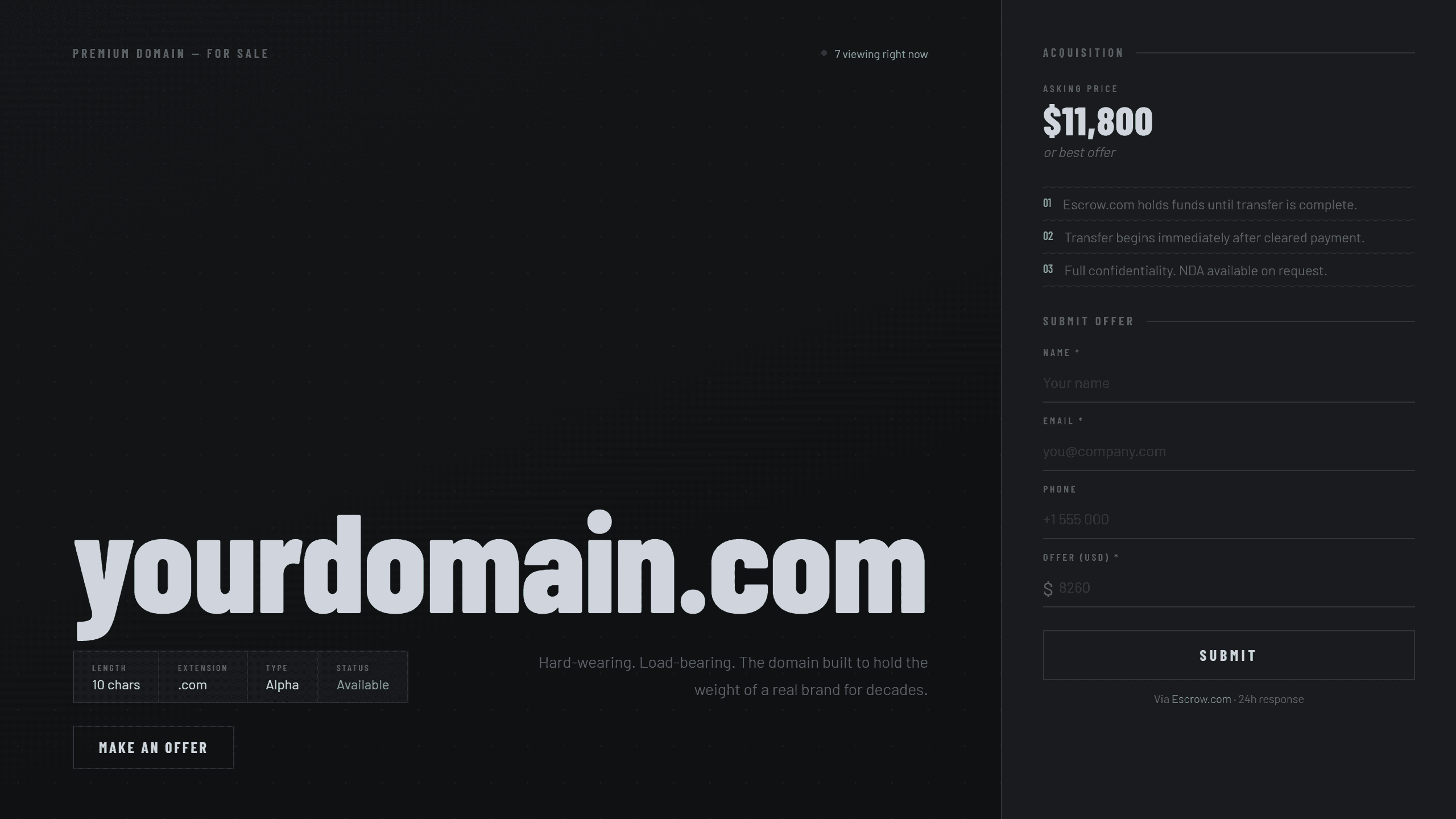 Iron domain lander template preview