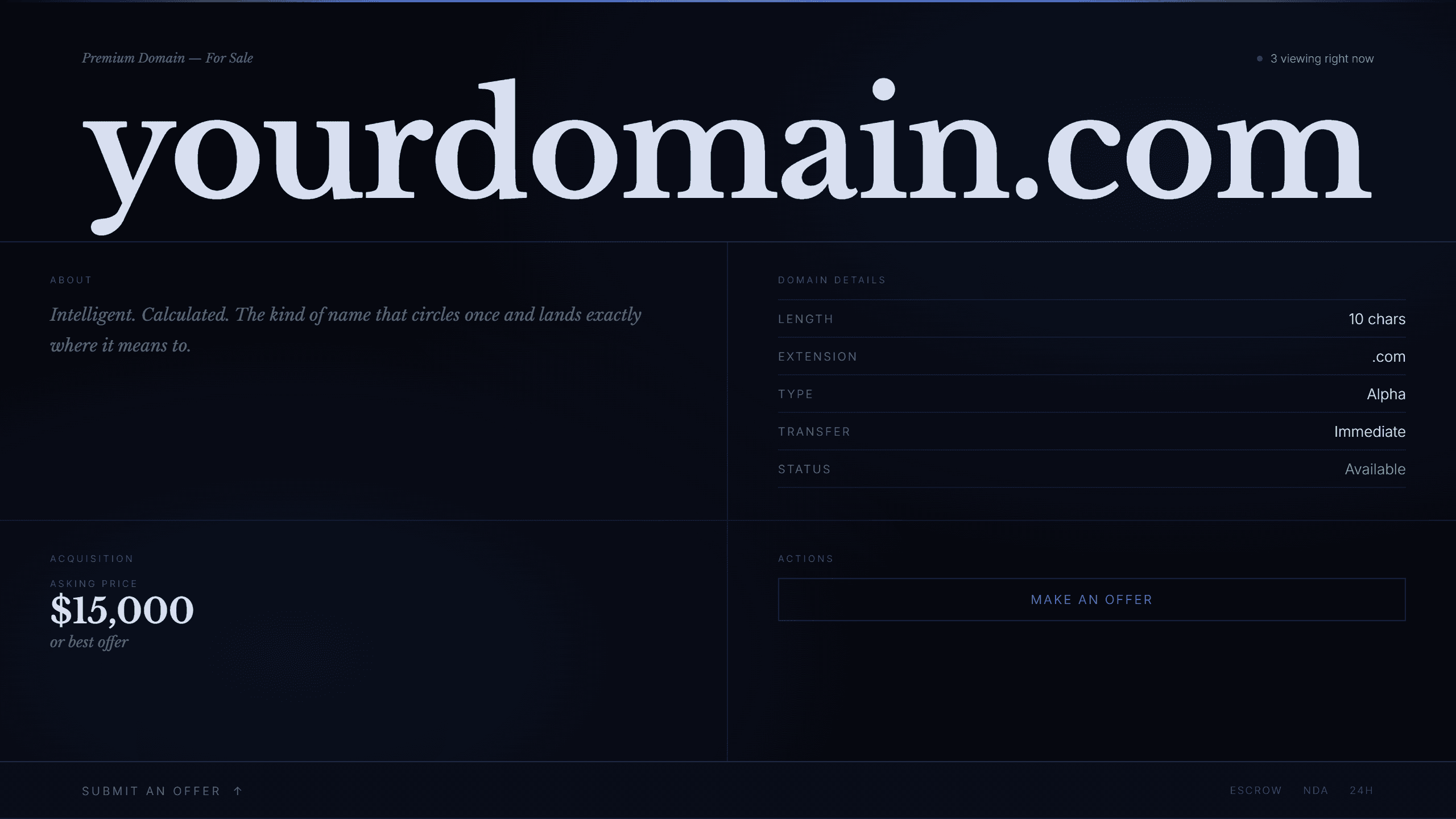 Raven domain lander template preview