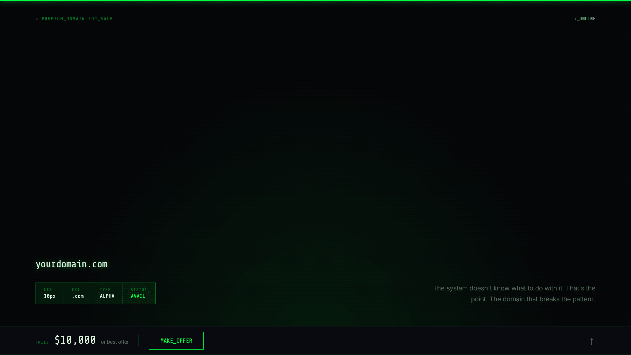 Glitch domain lander template preview