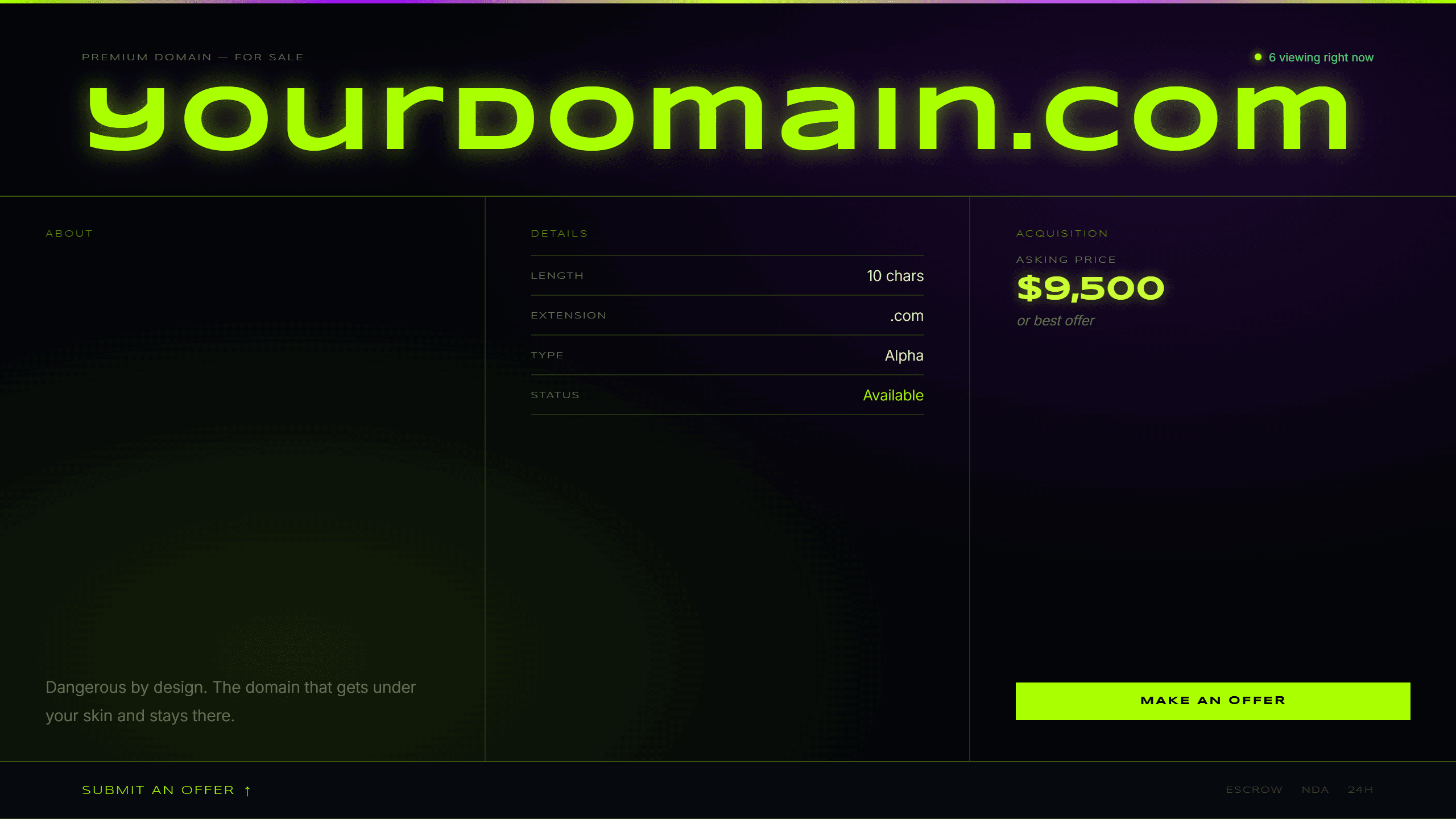 Toxin domain lander template preview