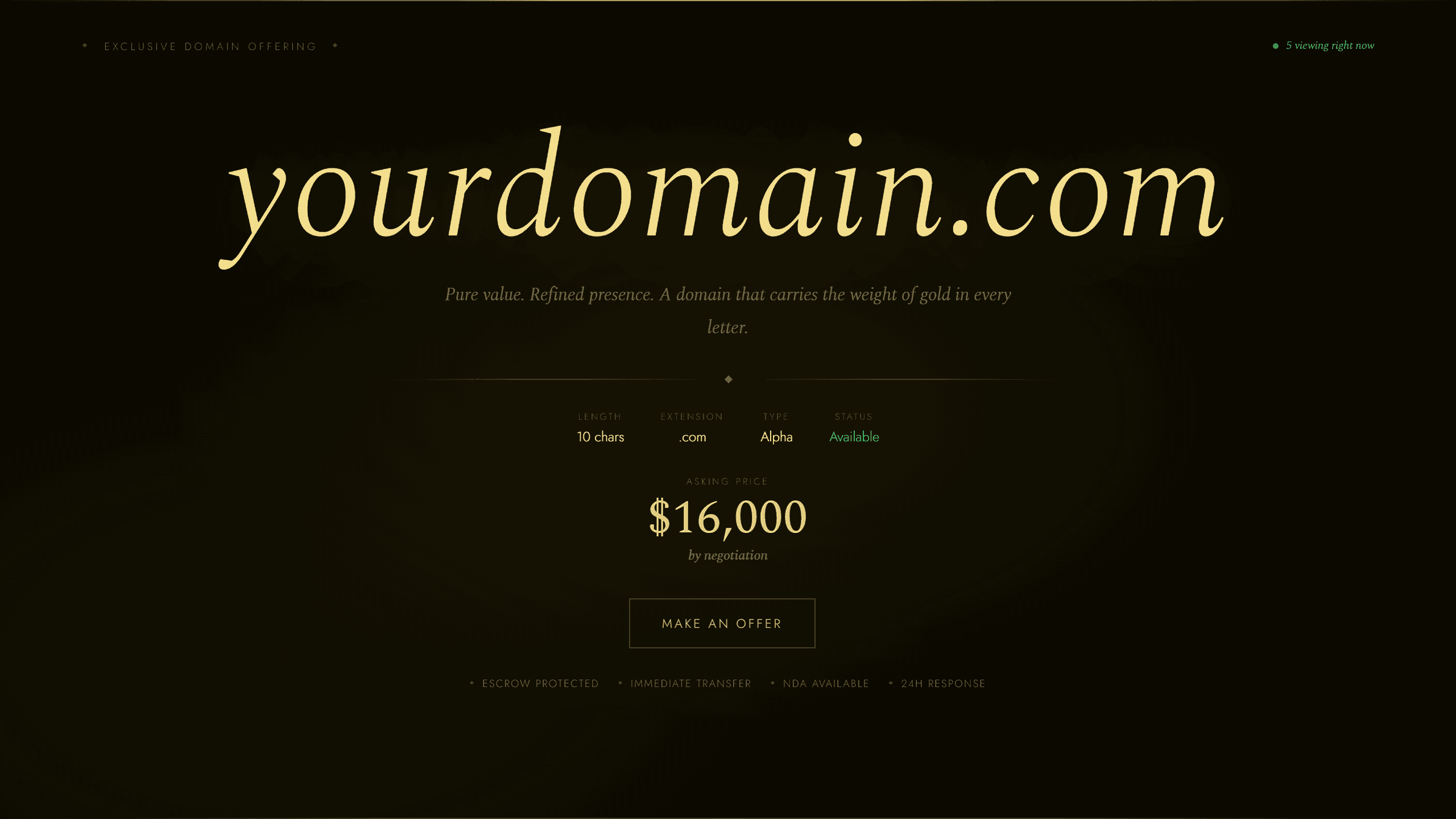 Aurum domain lander template preview