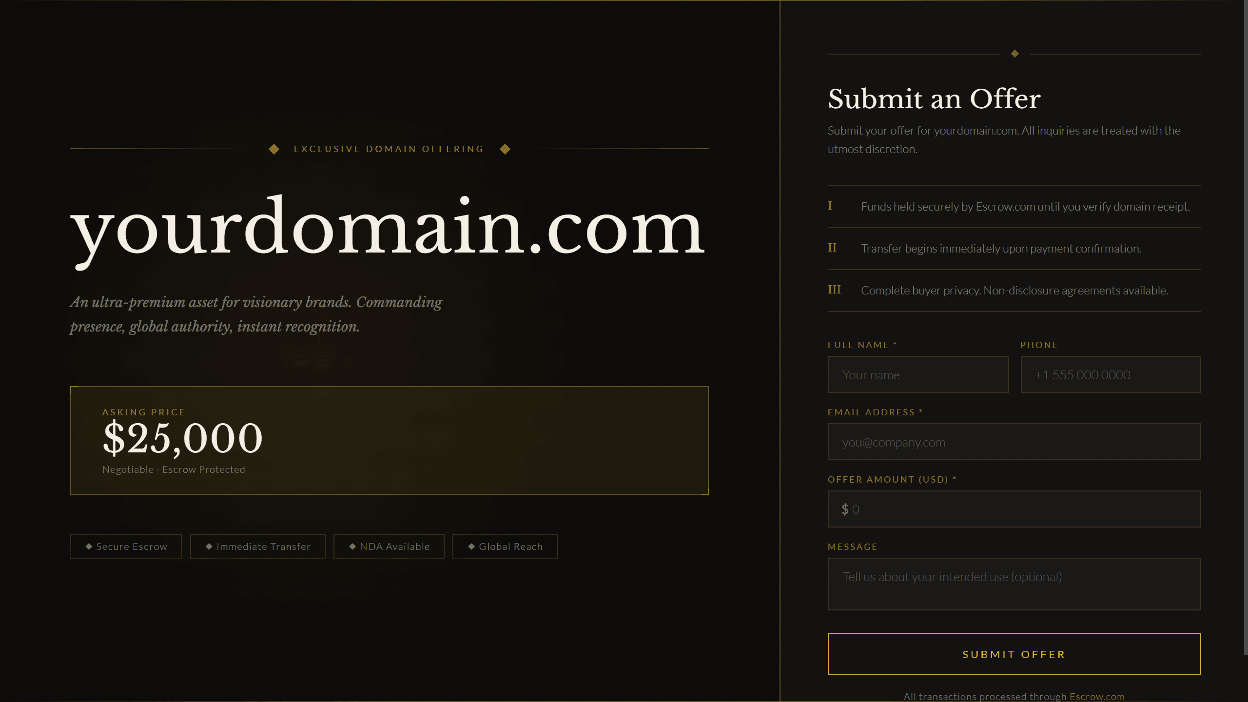 Elegant domain lander templates