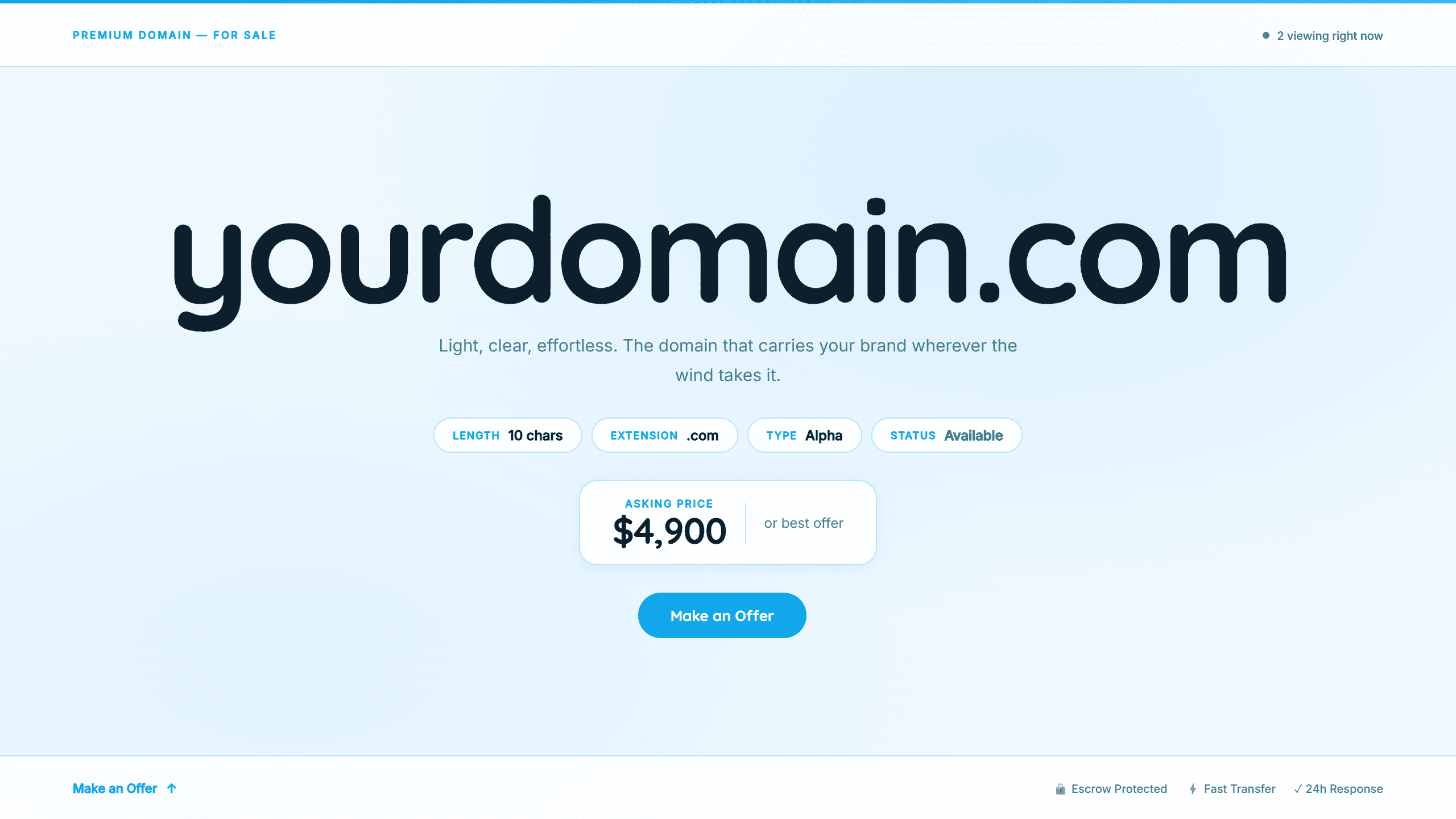 Breeze domain lander template preview
