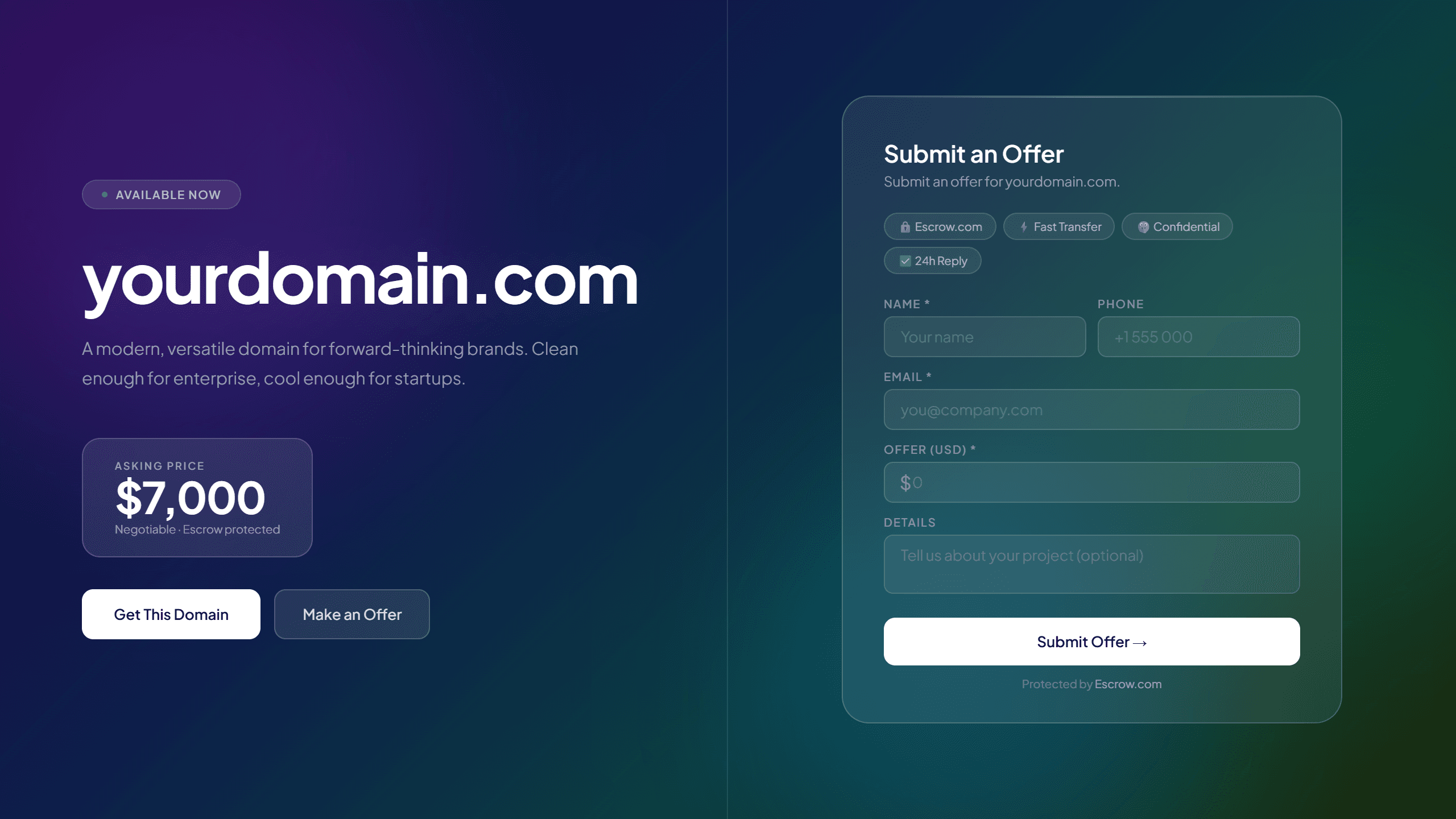 Modern domain lander templates