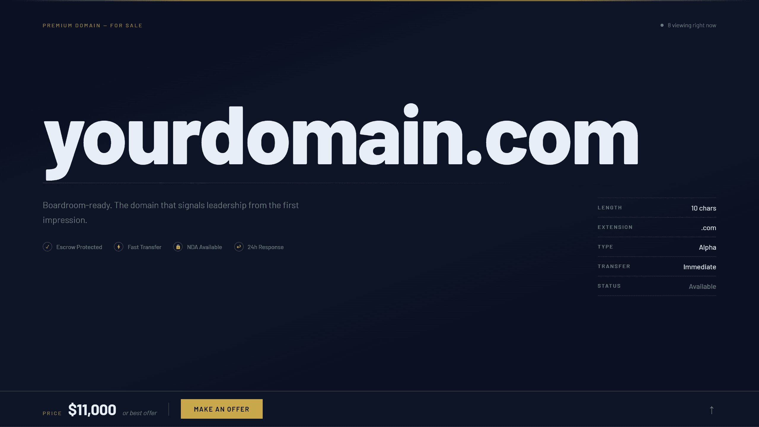 Executive domain lander template preview