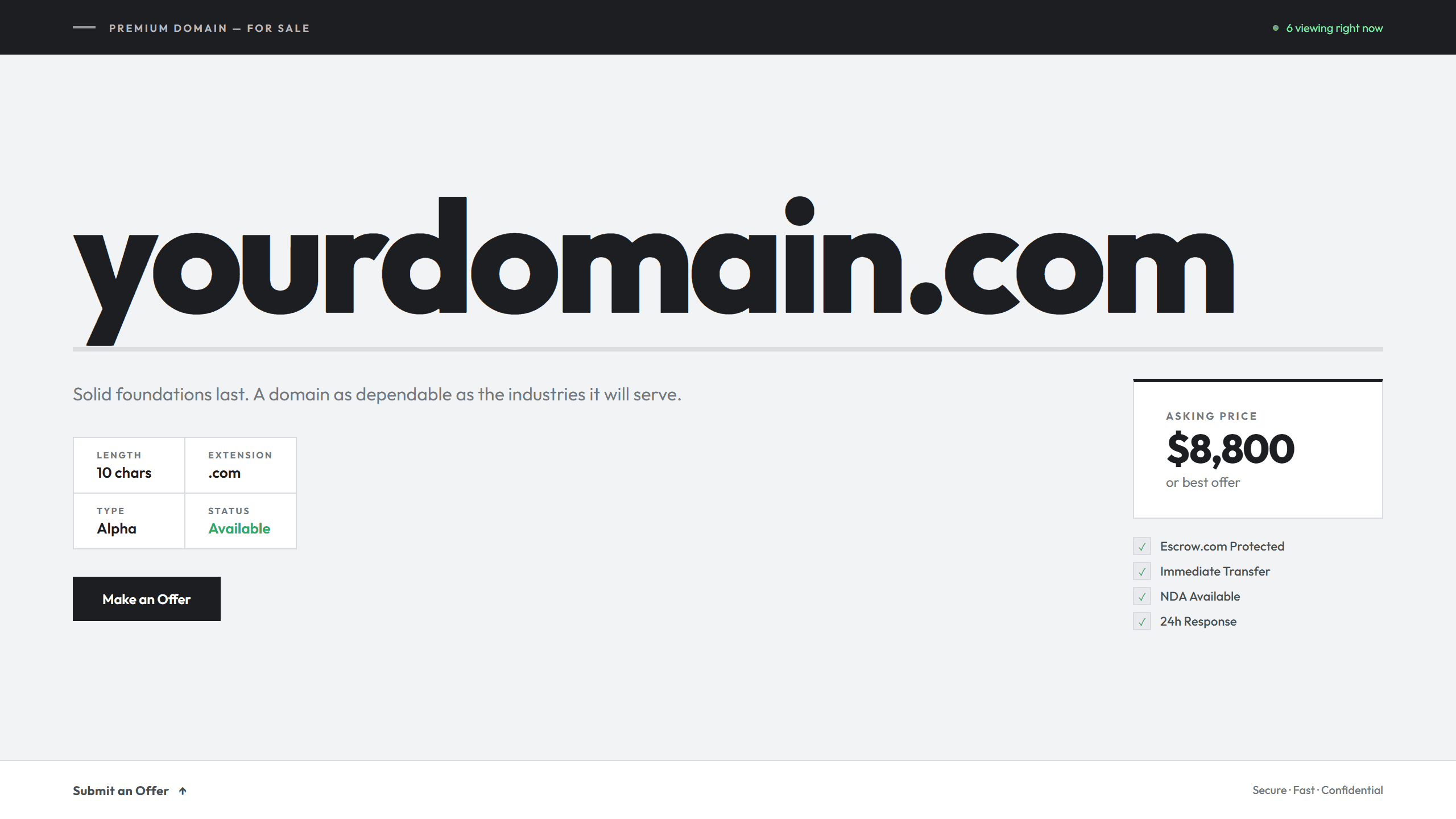 Granite domain lander template preview