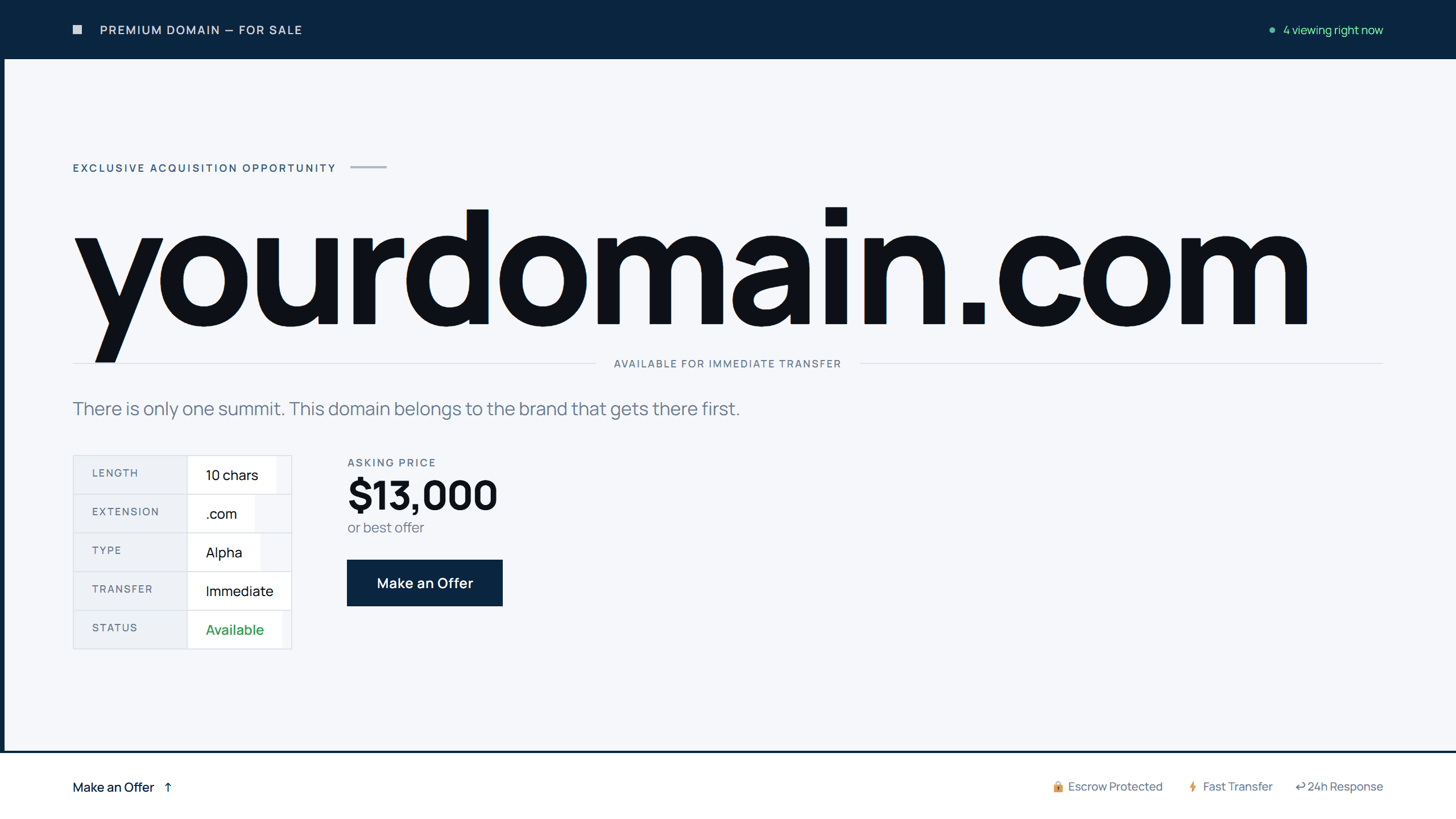 Summit domain lander template preview