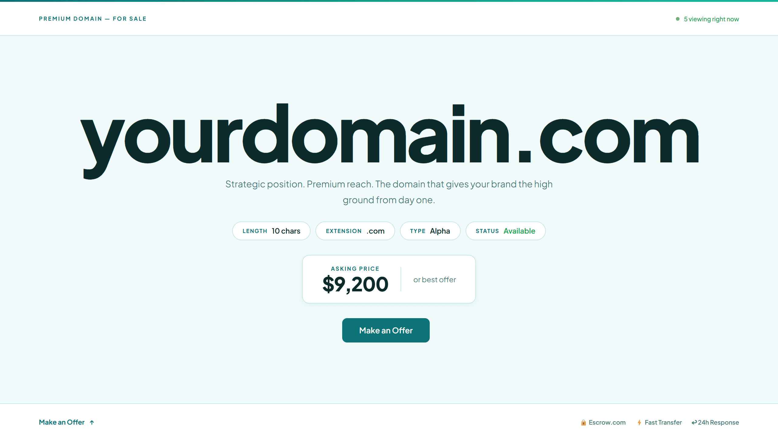 Vantage domain lander template preview