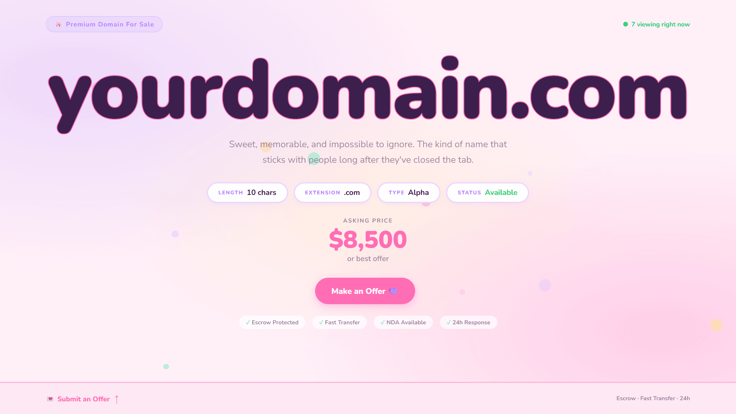Bubblegum domain lander template preview