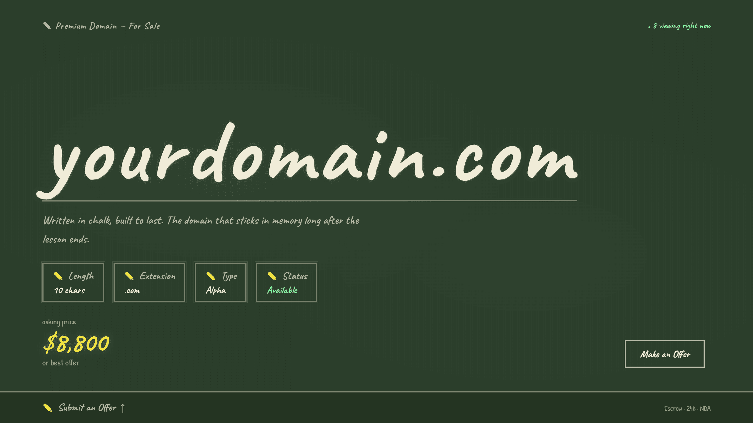 Chalkboard domain lander template preview