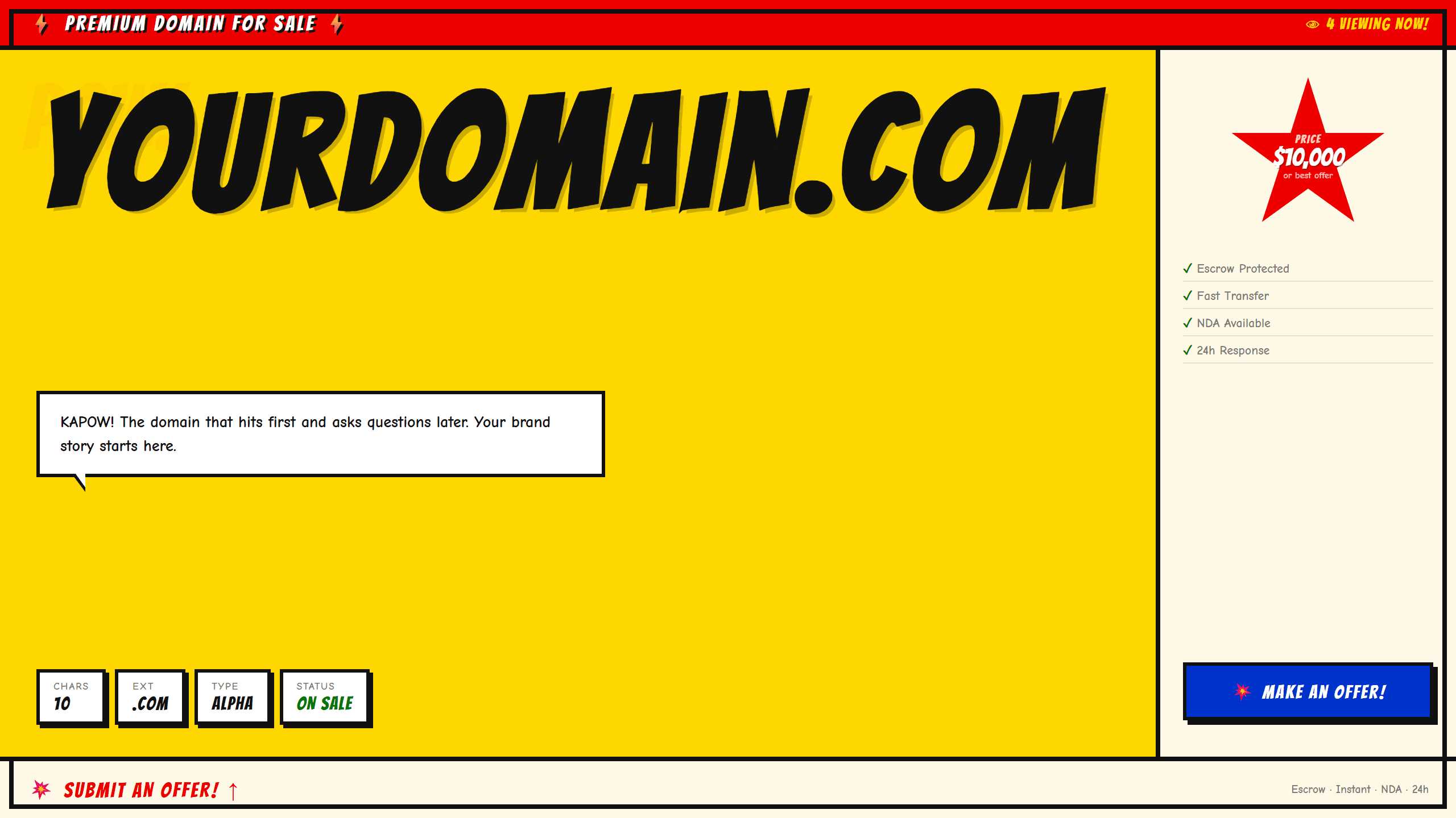 Comic domain lander template preview