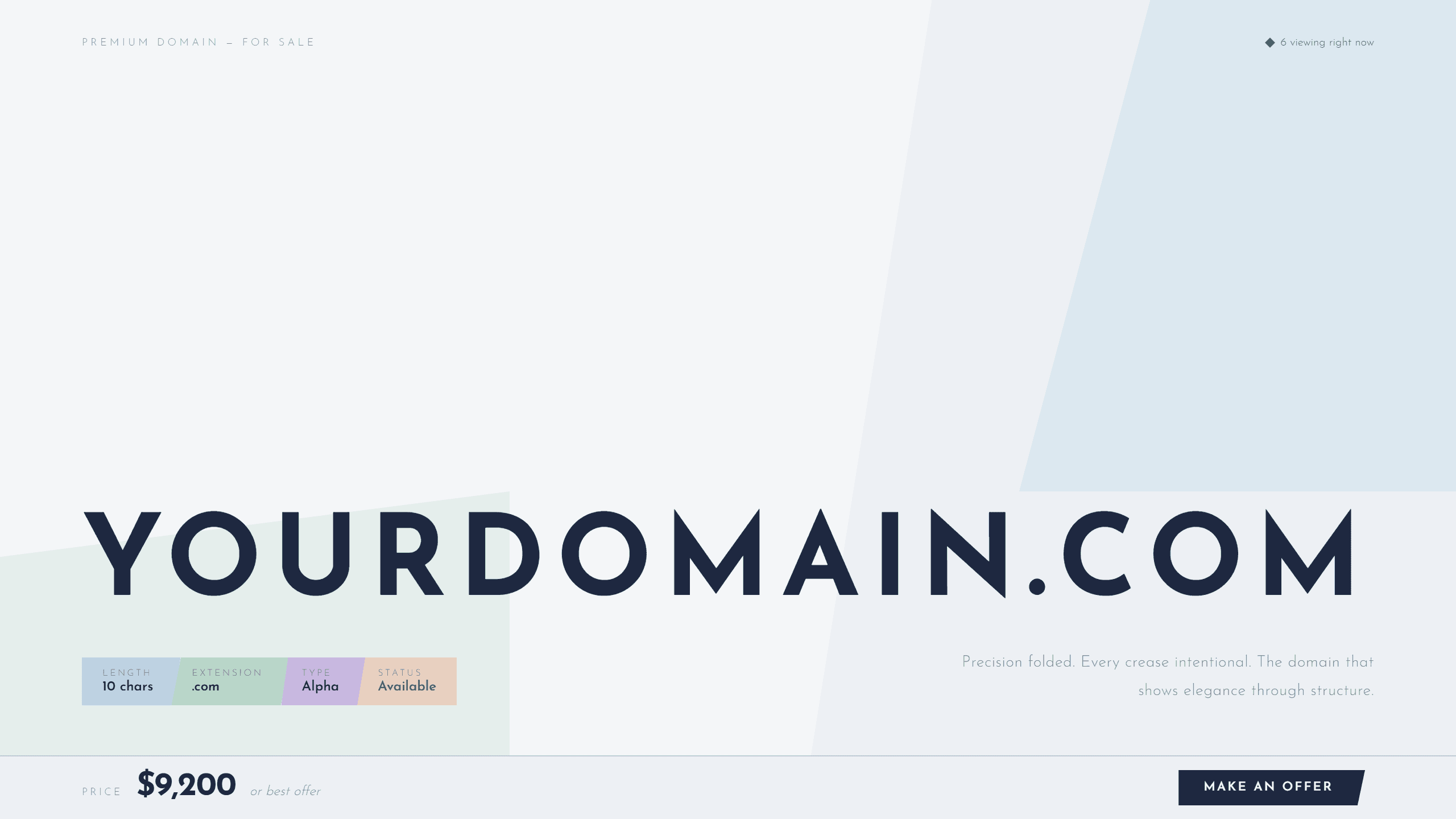 Origami domain lander template preview