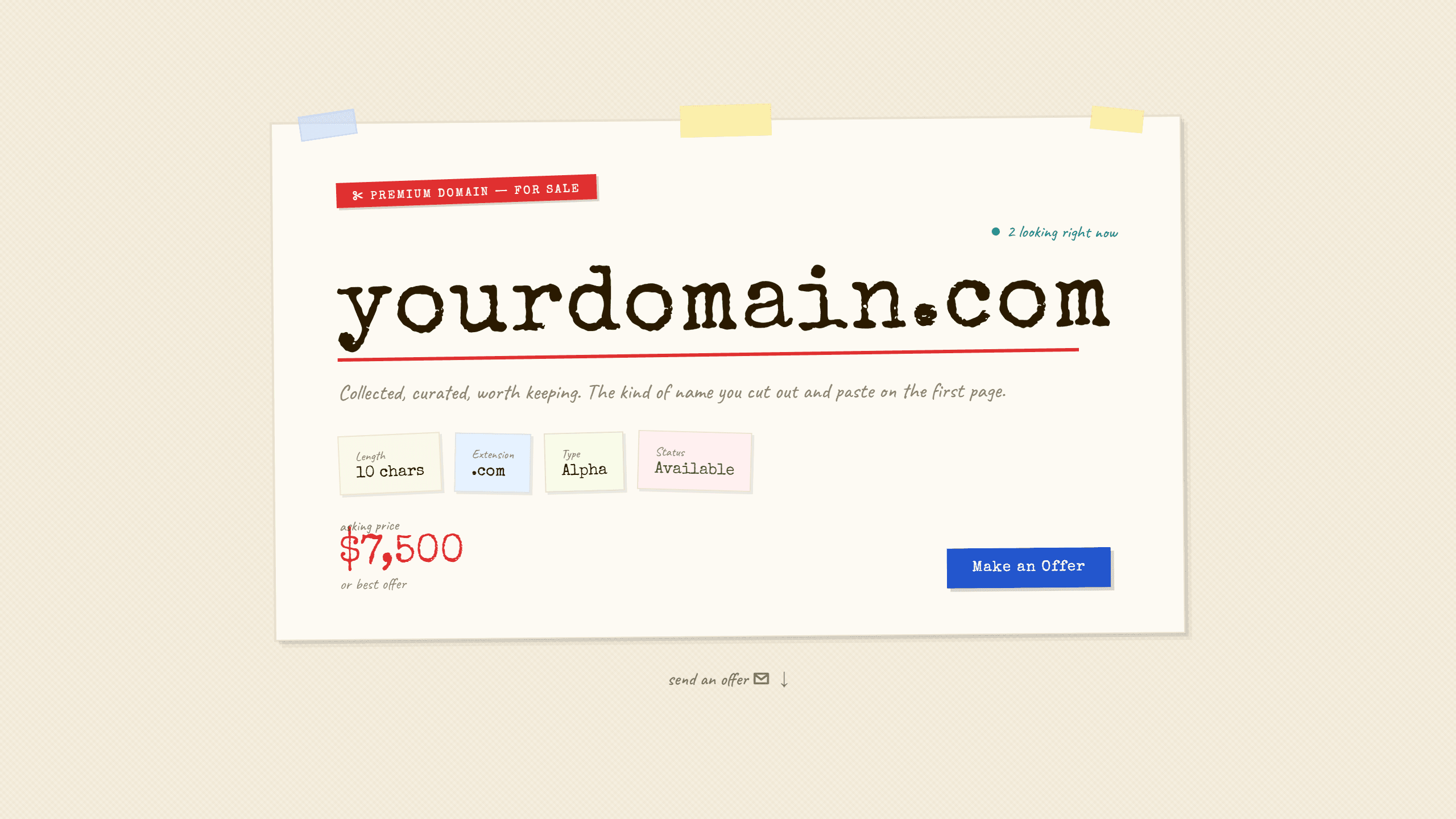 Scrapbook domain lander template preview