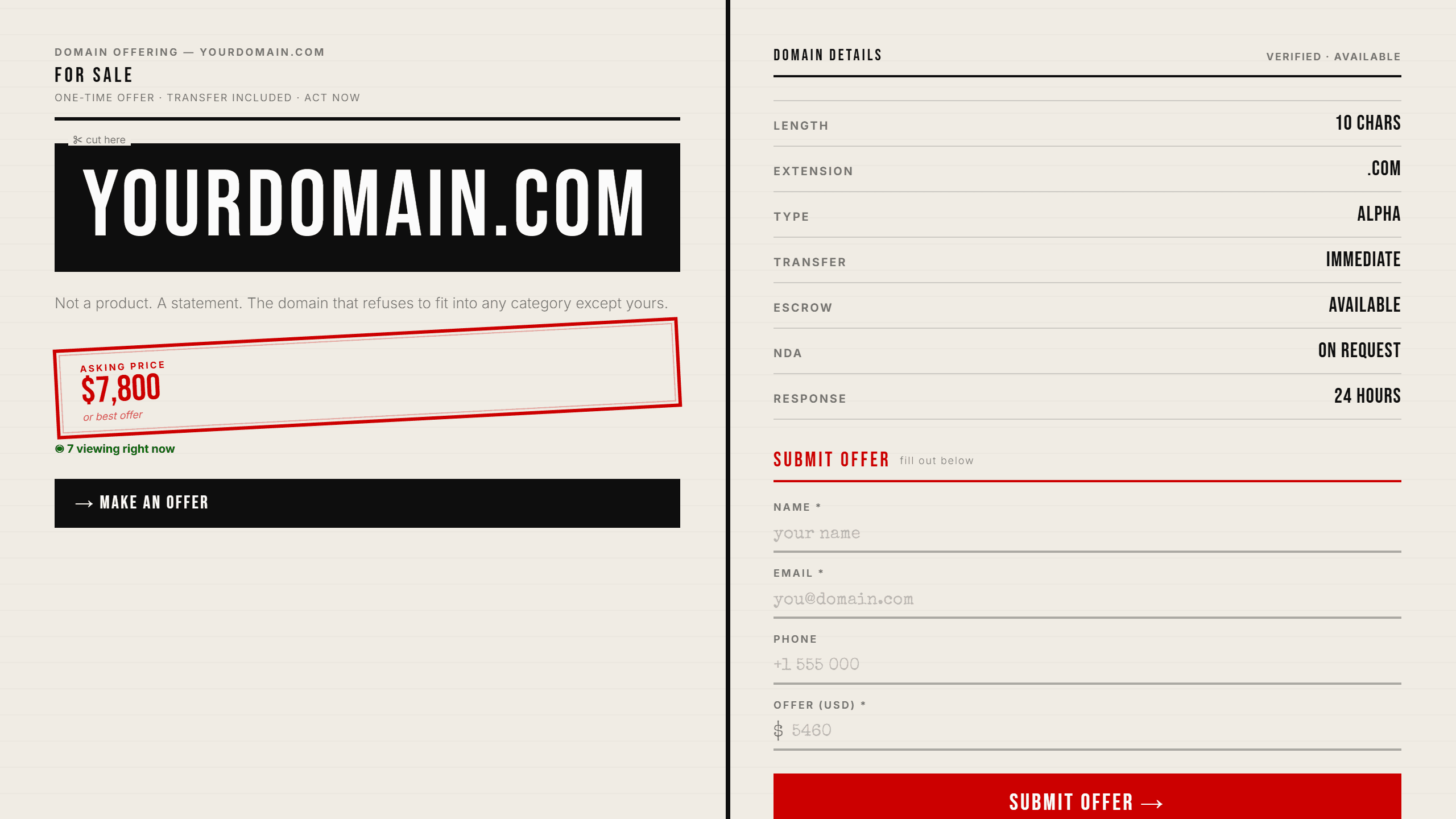 Zine domain lander template preview