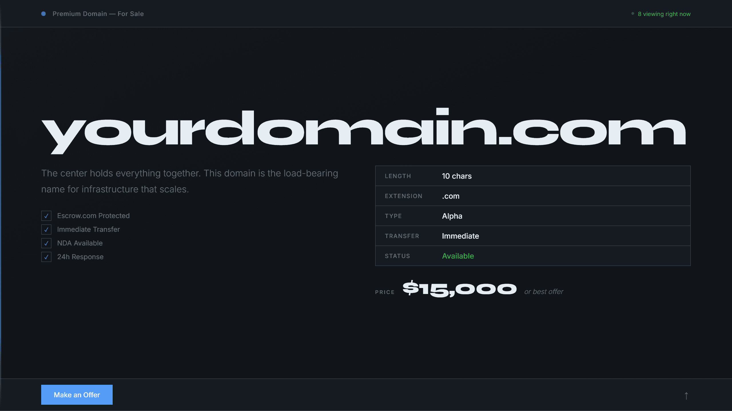 Core domain lander template preview