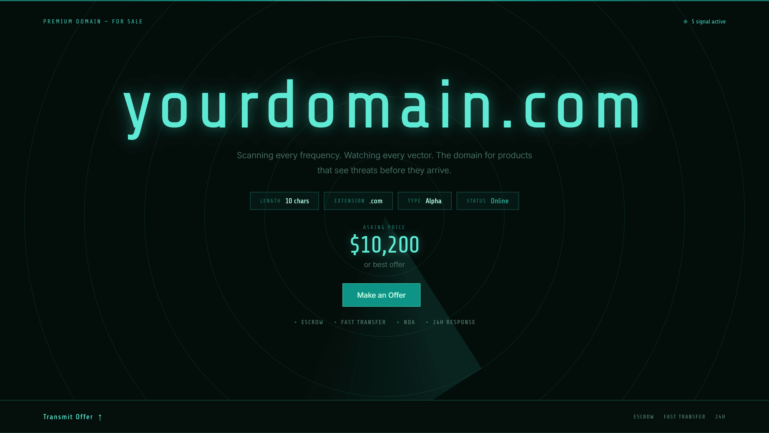 Radar domain lander template preview